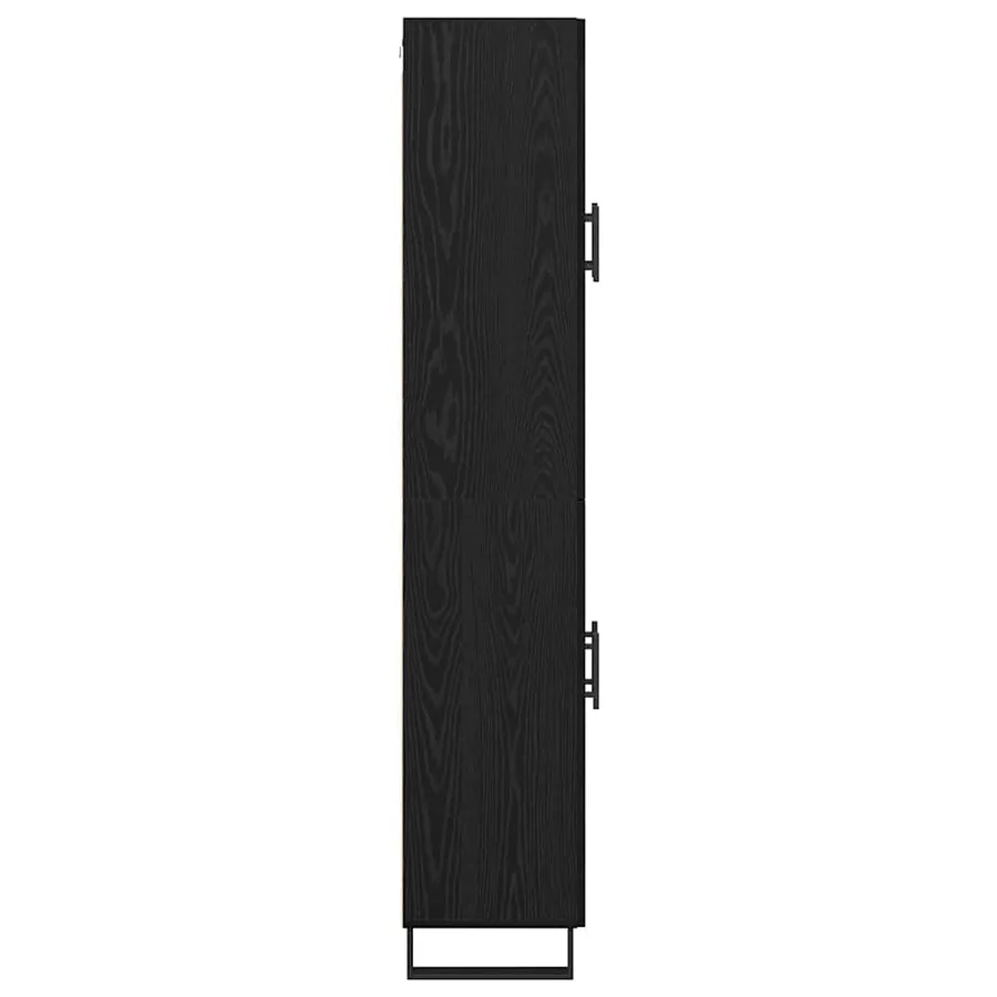 Haut Armoire 2 pcs Chêne noir Bois Aggloméré et Verre - 9
