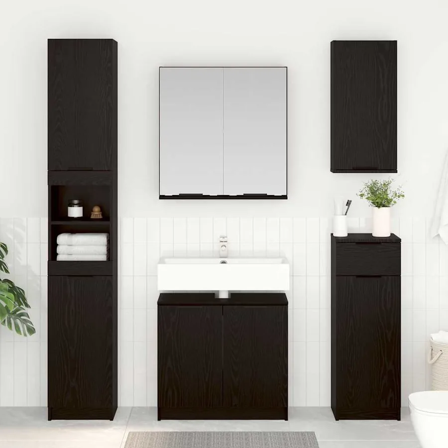 Ensemble de Meubles de Salle de Bain 3 pcs Chêne noir