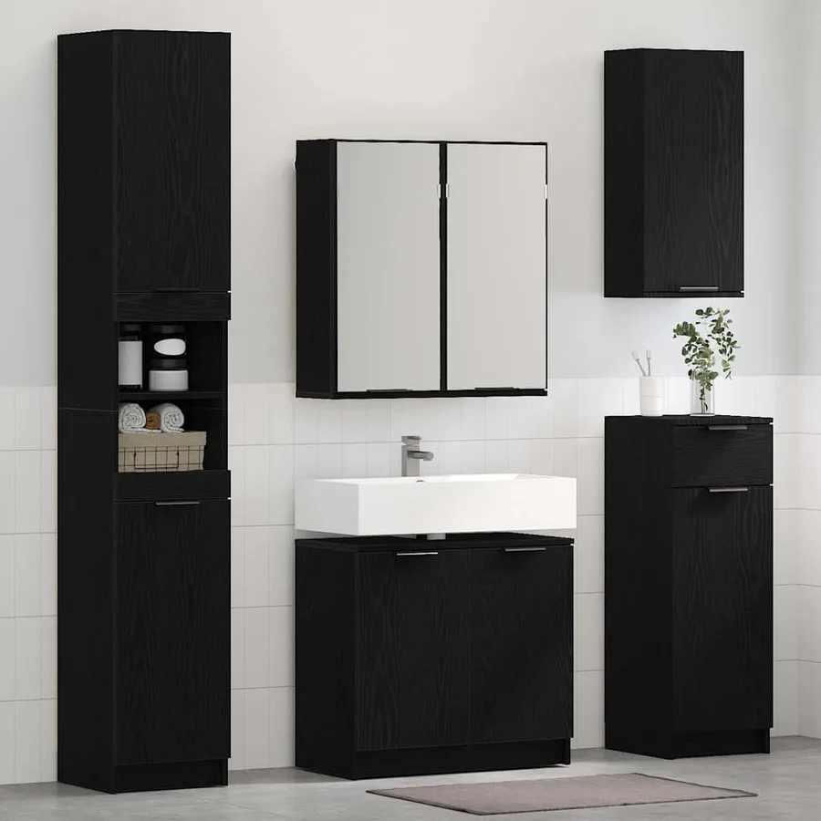 Ensemble de Meubles de Salle de Bain 3 pcs Chêne noir - 4