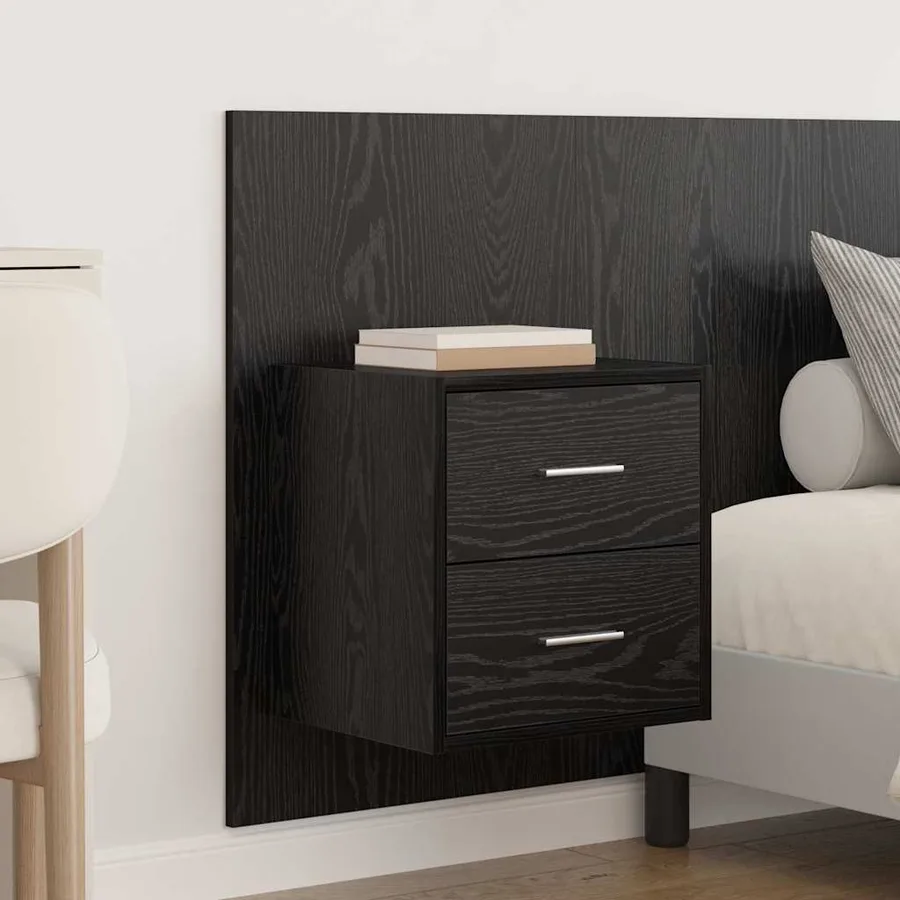 Tête de lit avec armoire 3 pcs Chêne noir Bois d'ingénierie - 4