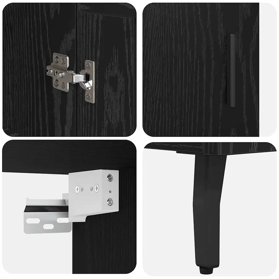 Haut Armoire 2 pcs Chêne noir Bois d'ingénierie - 11