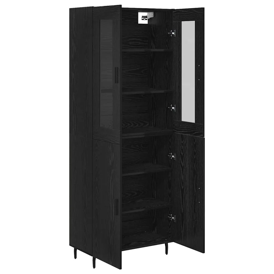Haut Armoire 2 pcs Chêne noir Bois d'ingénierie - 5