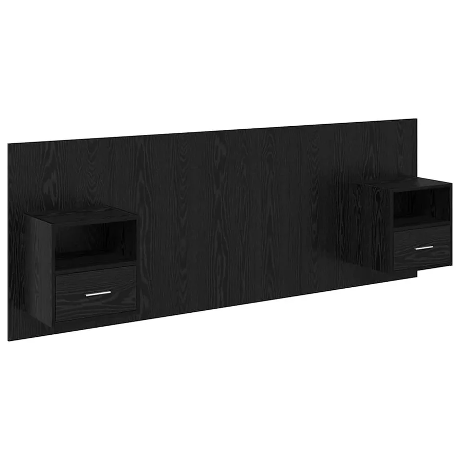 Tête de lit avec armoire 3 pcs Chêne noir Bois d'ingénierie - 2