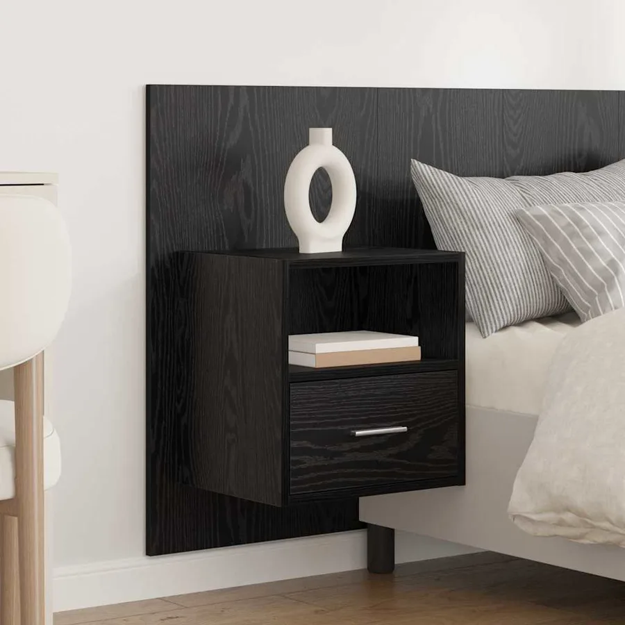 Tête de lit avec armoire 3 pcs Chêne noir Bois d'ingénierie - 4