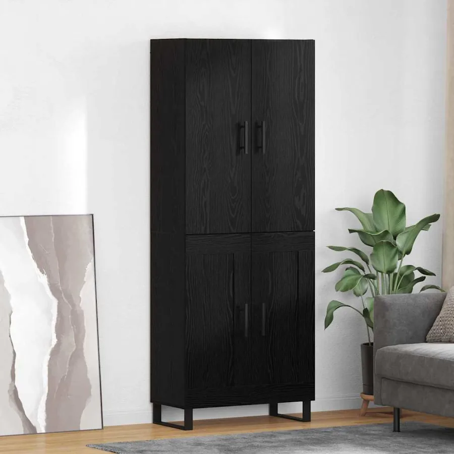 Haut Armoire 2 pcs Chêne noir 69,5 x 34 x 180 cm