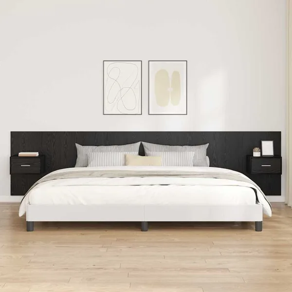 Tête de lit avec armoire 3 pcs Chêne noir Bois d'ingénierie