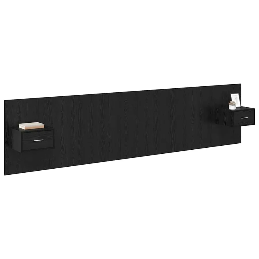 Tête de lit avec armoire 3 pcs Chêne noir Bois d'ingénierie - 3