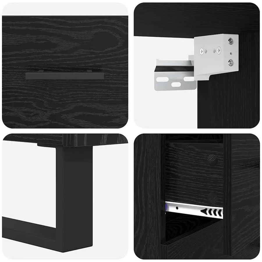 Haut Armoire avec tiroir 2 pcs Chêne noir Bois d'ingénierie - 11