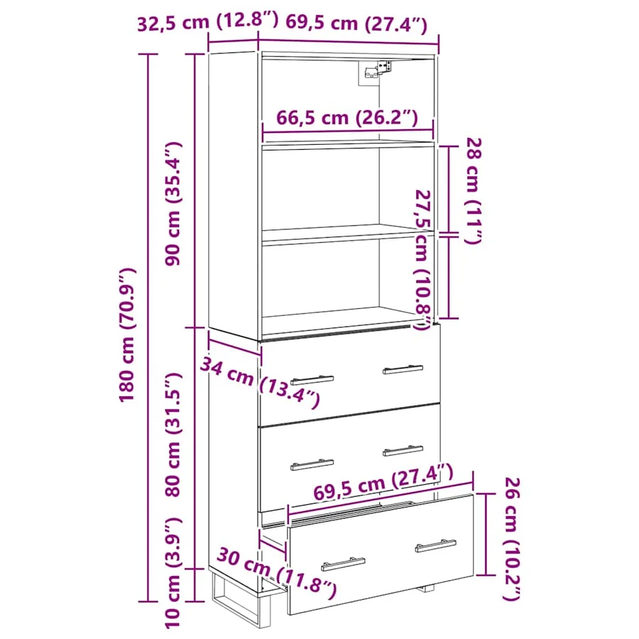 Haut Armoire avec tiroir 2 pcs Chêne noir Bois d'ingénierie - 12