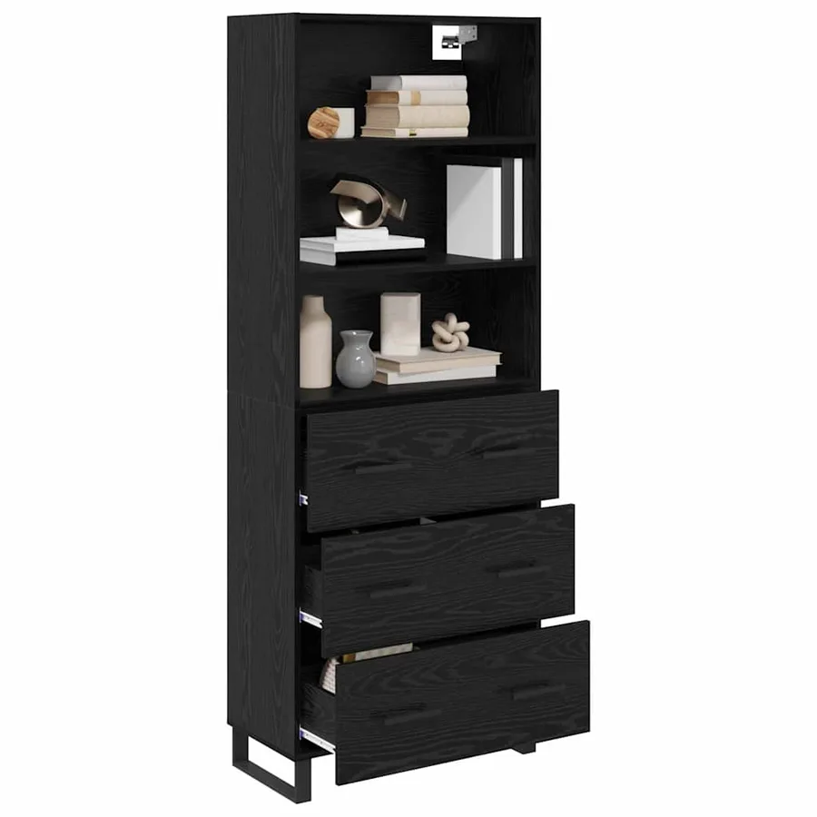 Haut Armoire avec tiroir 2 pcs Chêne noir Bois d'ingénierie - 3
