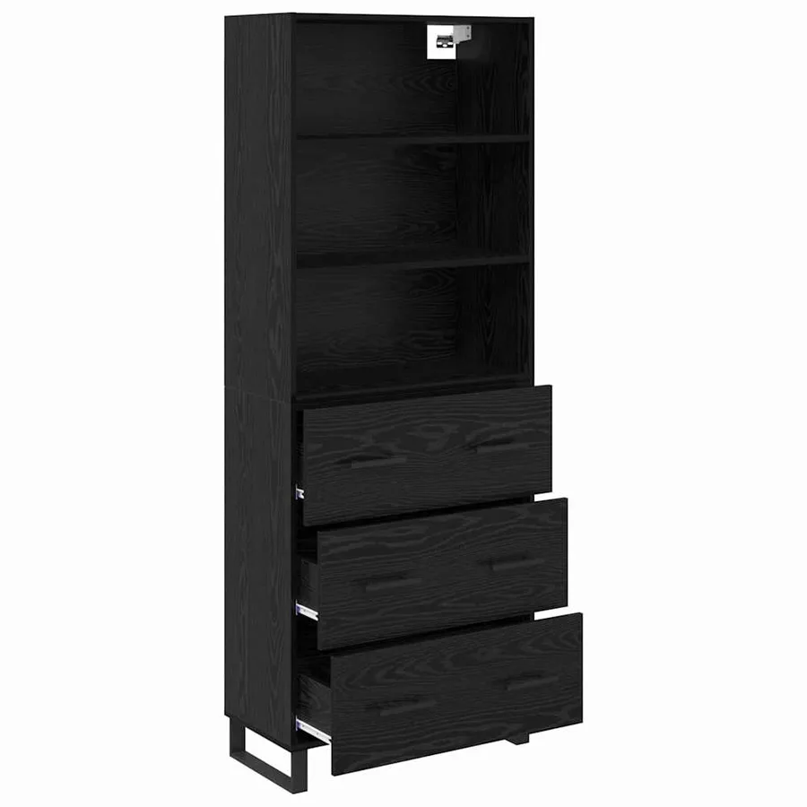 Haut Armoire avec tiroir 2 pcs Chêne noir Bois d'ingénierie - 5