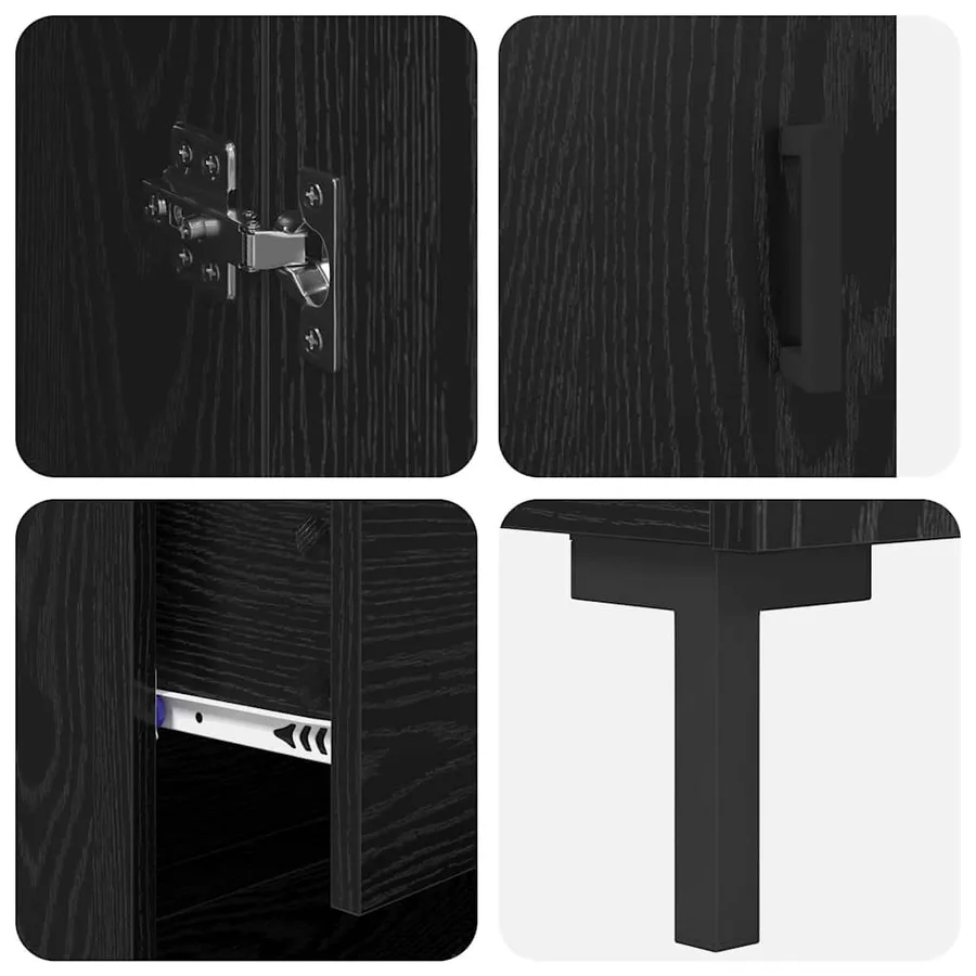 Haut Armoire avec tiroir 2 pcs Chêne noir Bois d'ingénierie - 11