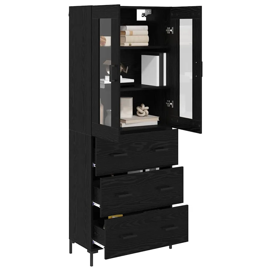 Haut Armoire avec tiroir 2 pcs Chêne noir Bois d'ingénierie - 3