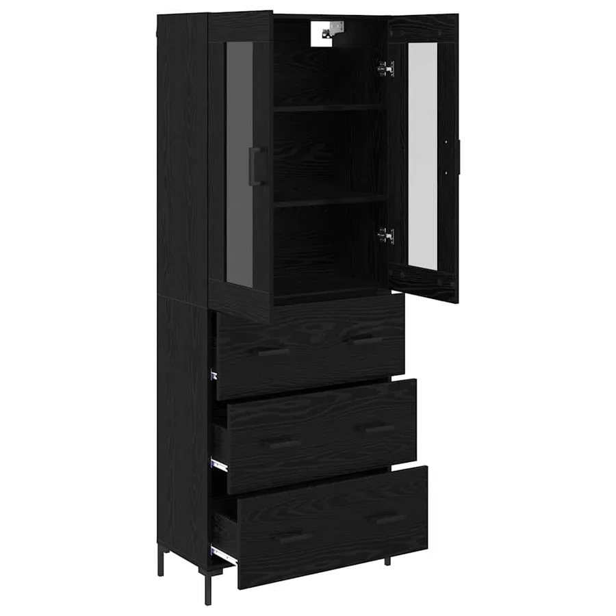 Haut Armoire avec tiroir 2 pcs Chêne noir Bois d'ingénierie - 5