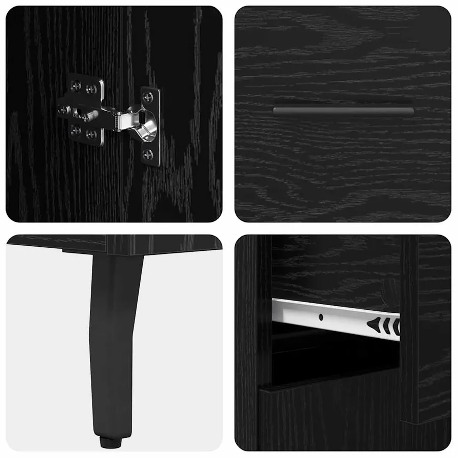 Haut Armoire 2 pcs Chêne noir Bois Aggloméré et Verre - 11