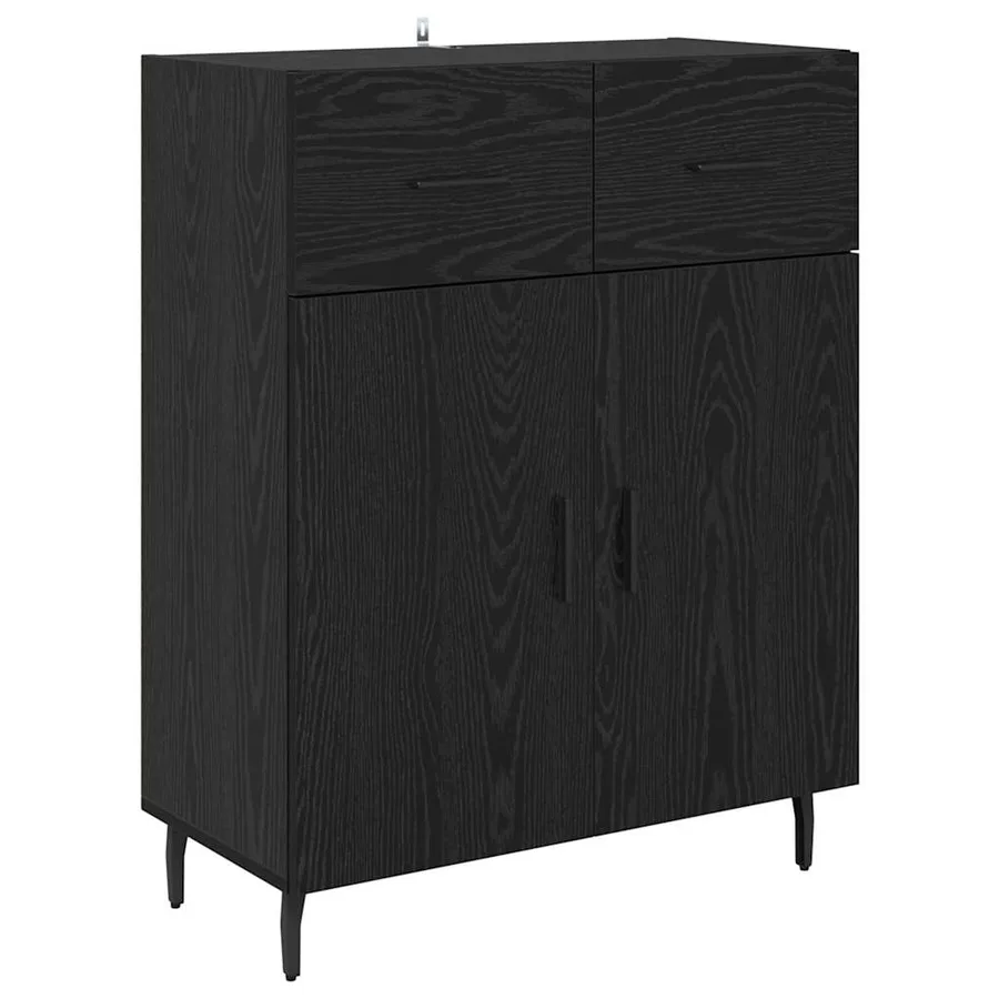 Haut Armoire 2 pcs Chêne noir Bois Aggloméré et Verre - 6