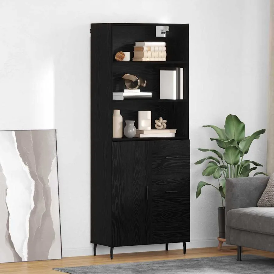 Haut Armoire avec tiroir Chêne noir 69,5 x 34 x 180 cm