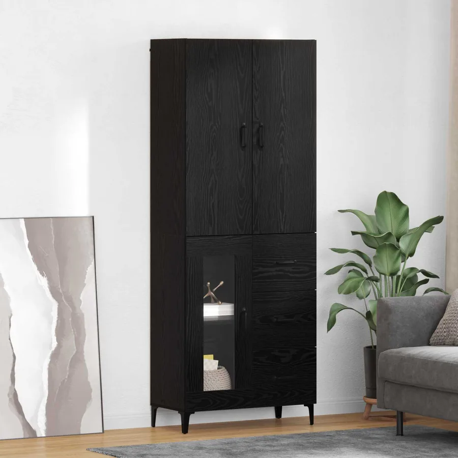 Haut Armoire Chêne noir 69,5 x 34 x 180 cm Bois d'ingénierie