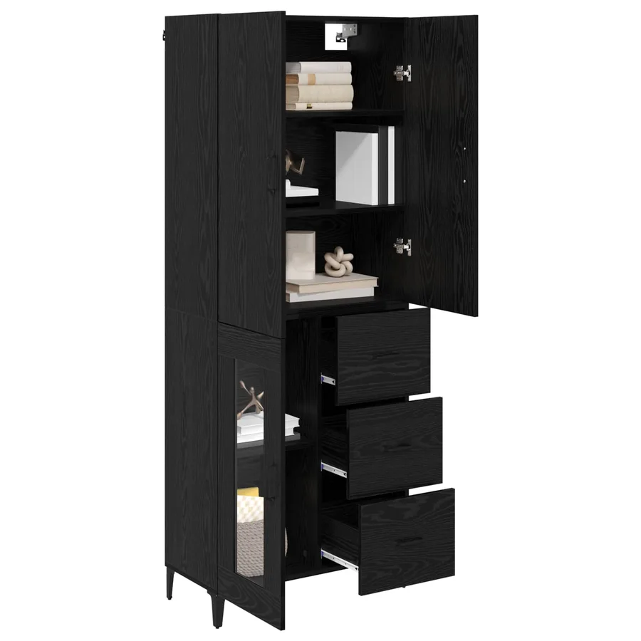 Haut Armoire Chêne noir 69,5 x 34 x 180 cm Bois d'ingénierie - 3