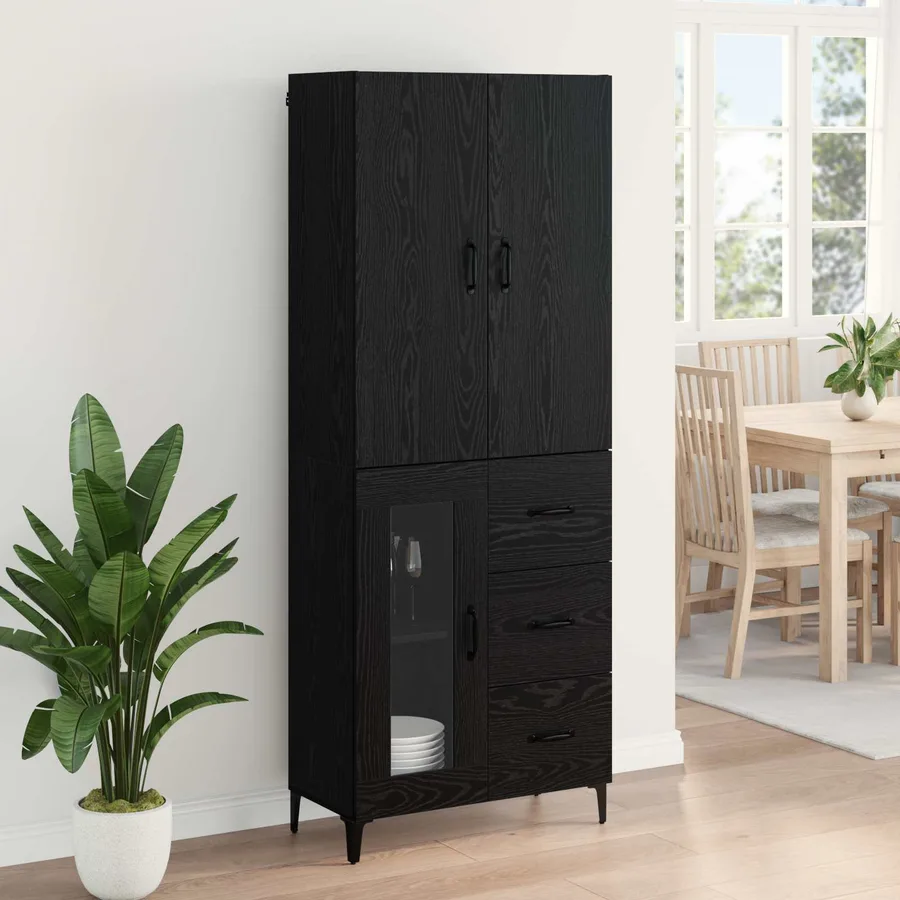 Haut Armoire Chêne noir 69,5 x 34 x 180 cm Bois d'ingénierie - 4
