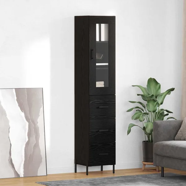 Haut Armoire Chêne noir 34,5 x 34 x 180 cm Bois d'ingénierie