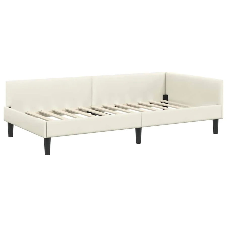 Cadre de lit d'angle Crème 90 cm x 190 cm Velours - 4