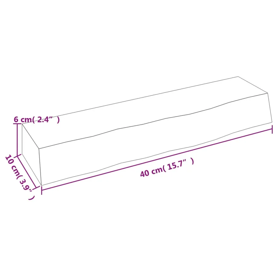 Étagère murale 40x10x6 cm bois de chêne massif non traité - 7
