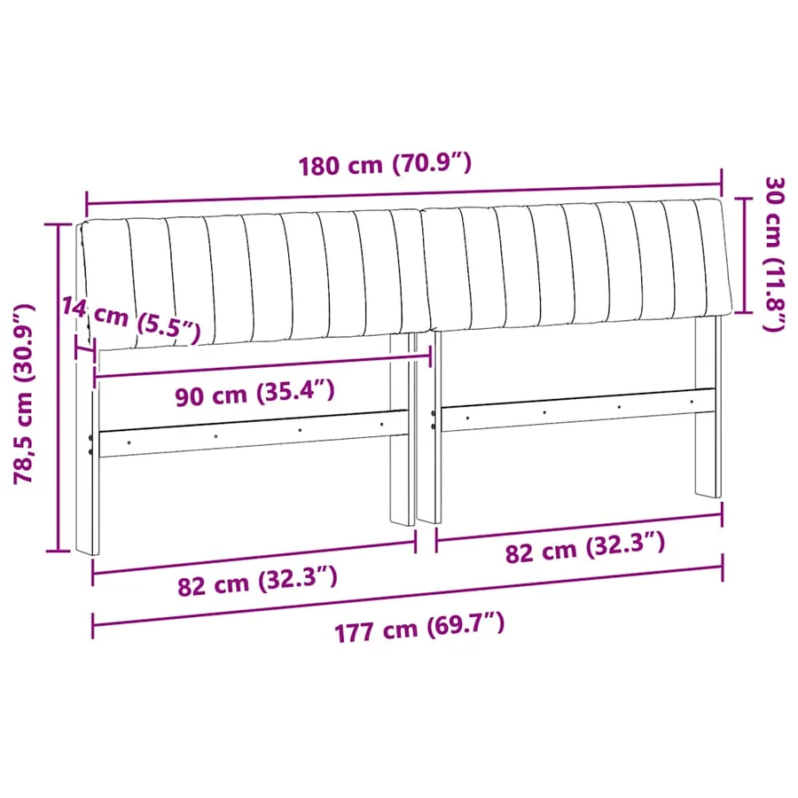 Tête de lit capitonnée Gris clair 180 cm Pin massif - 11