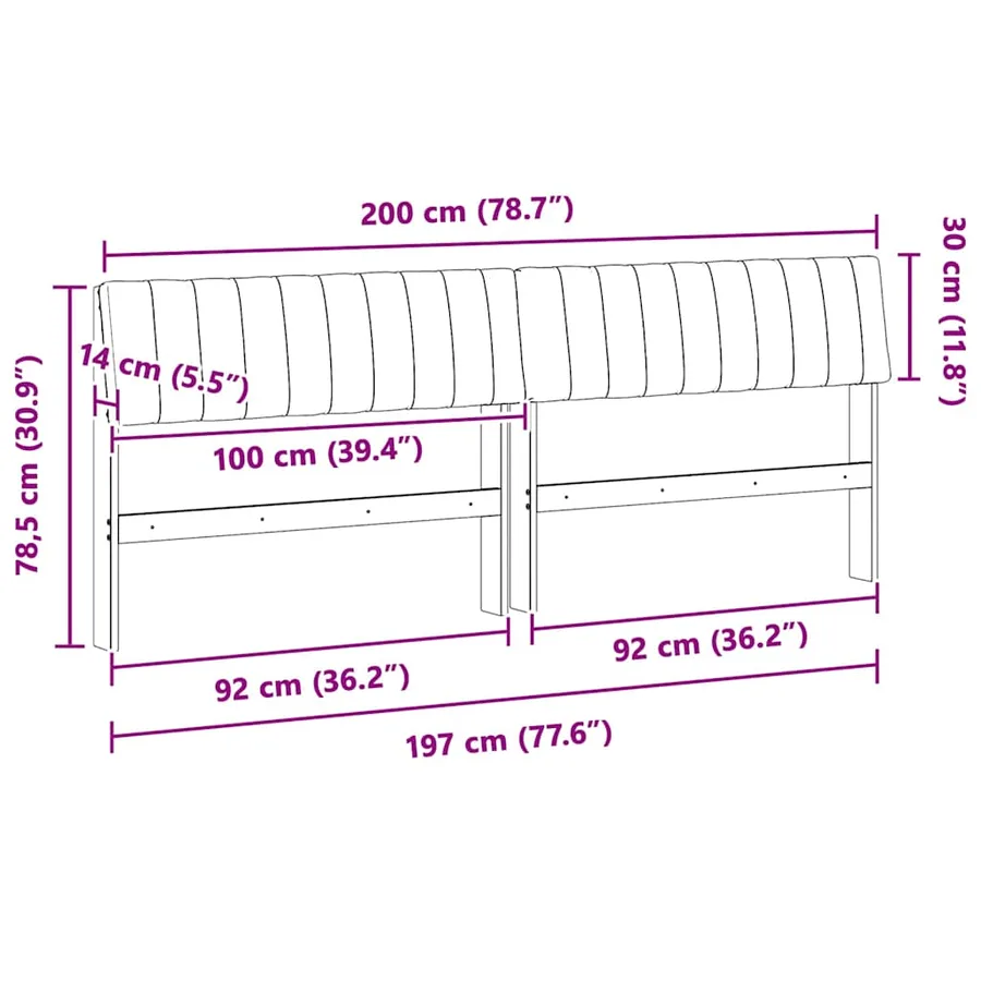Tête de lit capitonnée Gris clair 200 cm Pin massif - 11