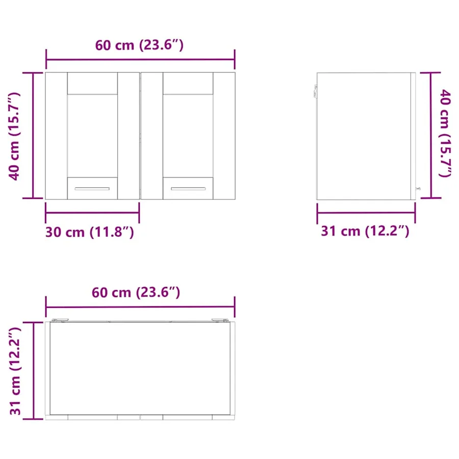 Armoire suspendue avec porte 2 pcs Chêne noir 60 x 31 x 40 cm - 13