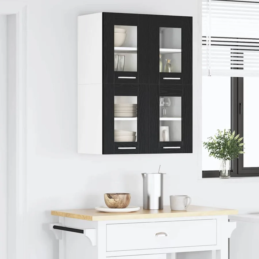 Armoire suspendue avec porte 2 pcs Chêne noir 60 x 31 x 40 cm - 4