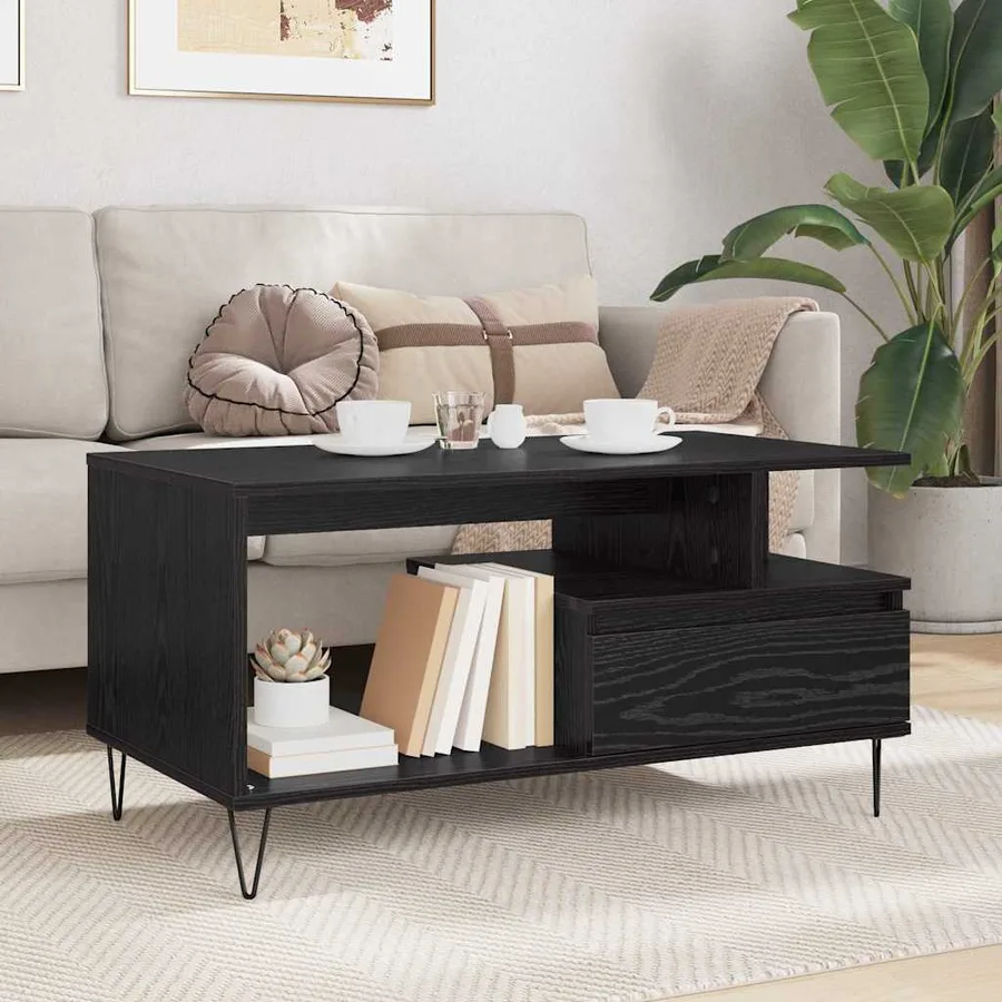 Table basse Chêne noir 90 x 49 x 45 cm Bois d'ingénierie - 4
