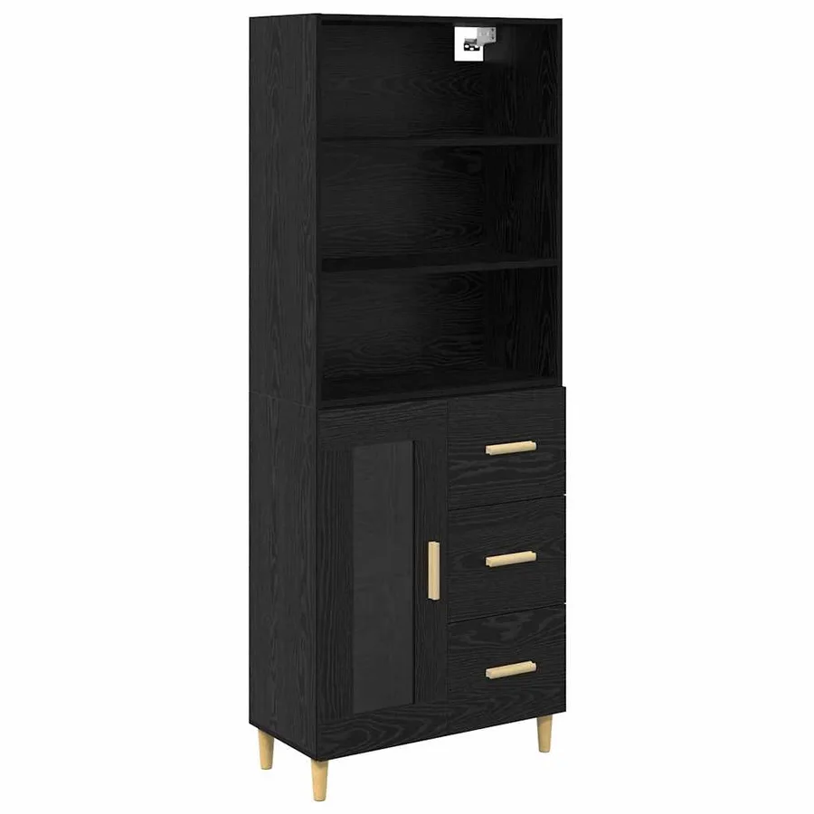 Haut Armoire Chêne noir 69,5 x 32,5 x 180 cm Bois d'ingénierie - 2