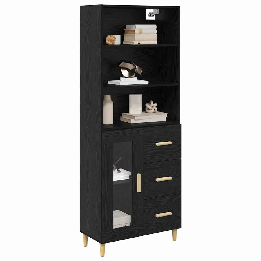Haut Armoire Chêne noir 69,5 x 32,5 x 180 cm Bois d'ingénierie - 3