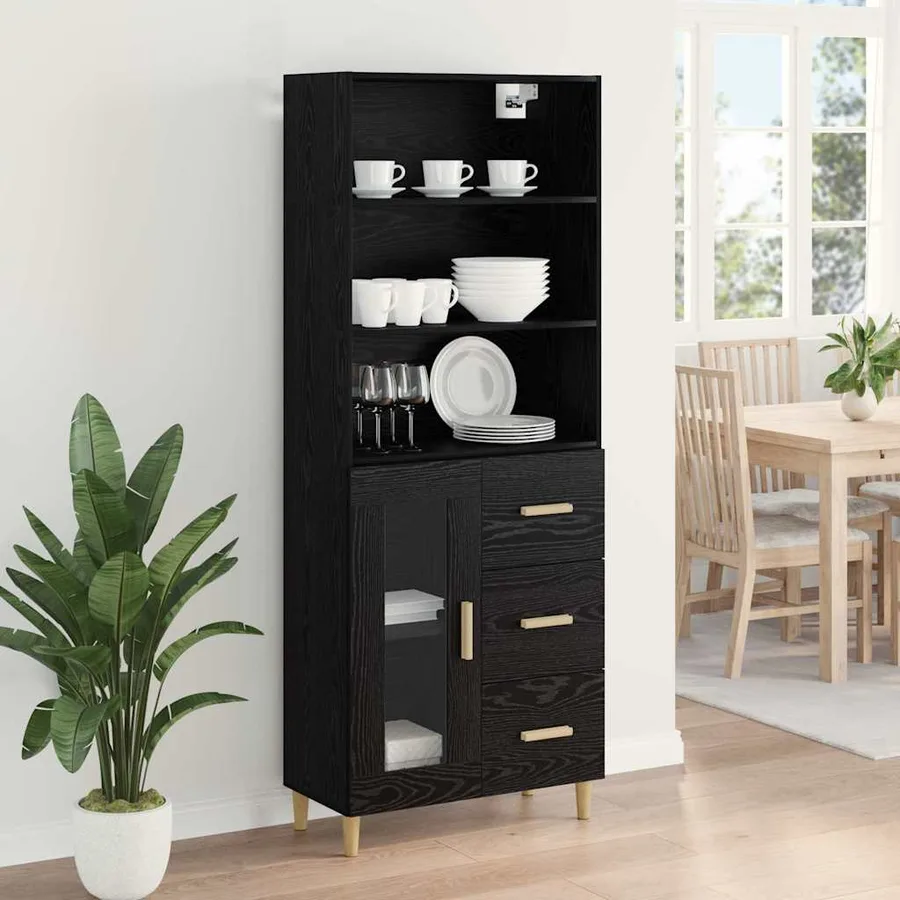 Haut Armoire Chêne noir 69,5 x 32,5 x 180 cm Bois d'ingénierie - 4