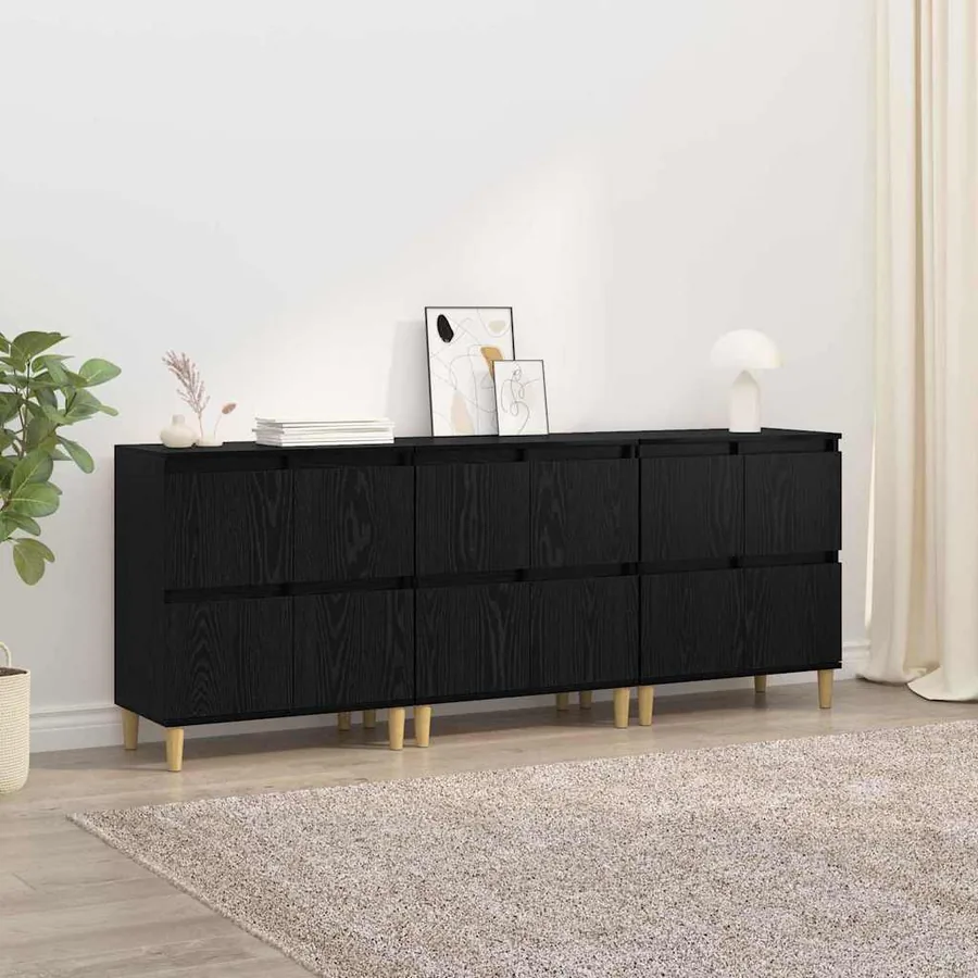 Buffets 3 pcs Chêne noir 60 x 35 x 70 cm Bois d'ingénierie
