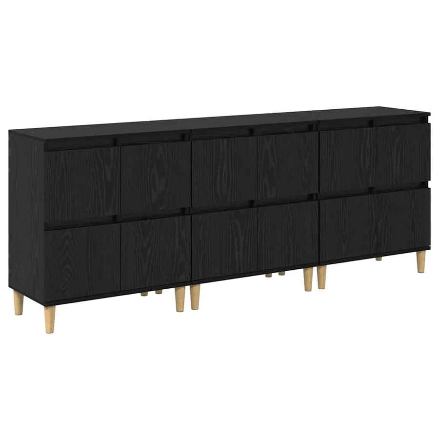 Buffets 3 pcs Chêne noir 60 x 35 x 70 cm Bois d'ingénierie - 2