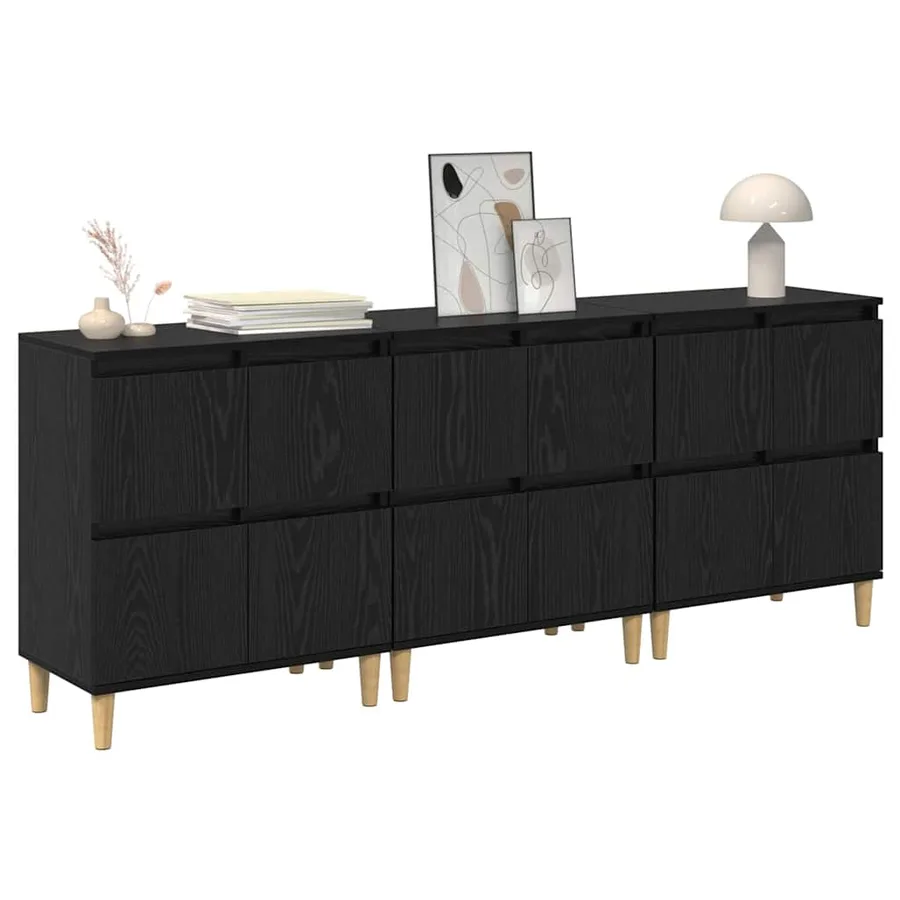 Buffets 3 pcs Chêne noir 60 x 35 x 70 cm Bois d'ingénierie - 3