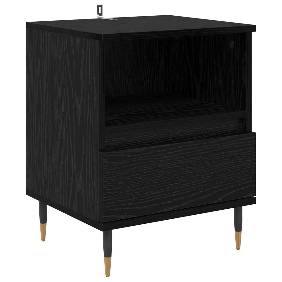 Cabinet de chevet Chêne noir 40 x 35 x 50 cm Bois d'ingénierie - 2