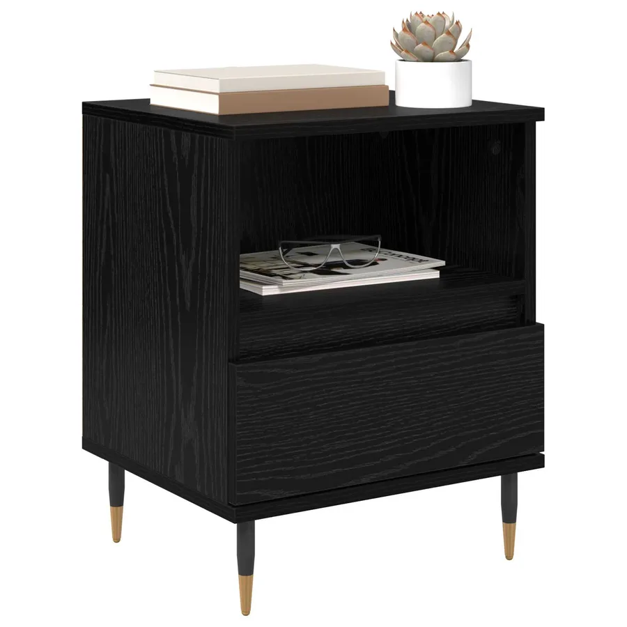 Cabinet de chevet Chêne noir 40 x 35 x 50 cm Bois d'ingénierie - 3