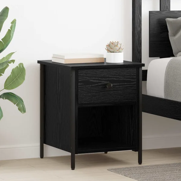Cabinet de chevet avec tiroir 2 pcs Chêne noir 40 x 42 x 50 cm