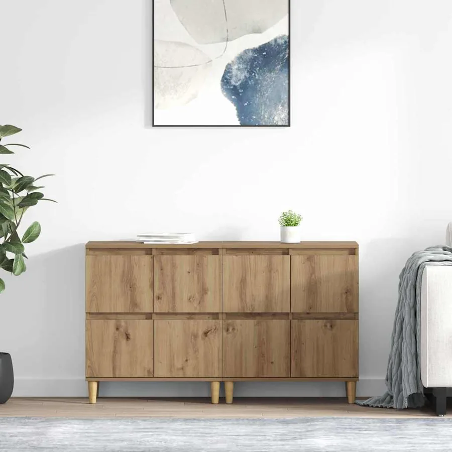 Buffets 2 pcs Chêne artisanal 60 x 35 x 70 cm Bois d'ingénierie
