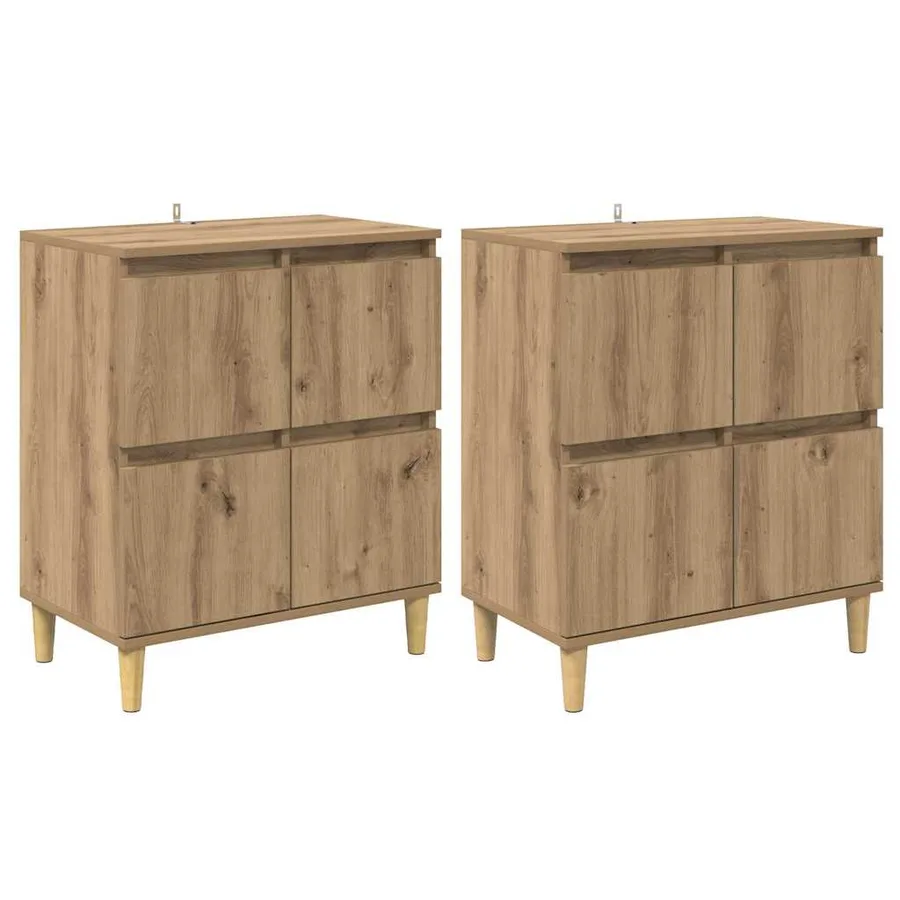 Buffets 2 pcs Chêne artisanal 60 x 35 x 70 cm Bois d'ingénierie - 2