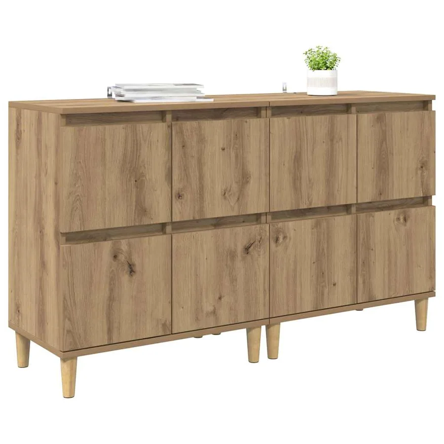Buffets 2 pcs Chêne artisanal 60 x 35 x 70 cm Bois d'ingénierie - 3