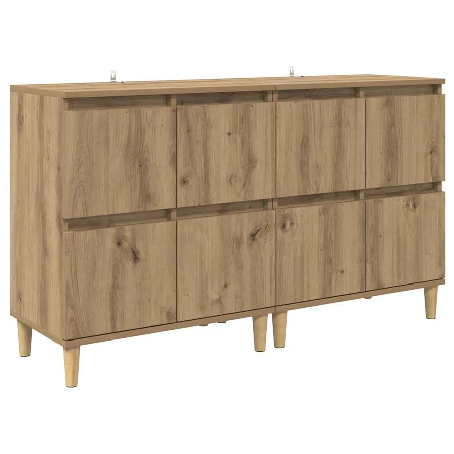 Buffets 2 pcs Chêne artisanal 60 x 35 x 70 cm Bois d'ingénierie - 5