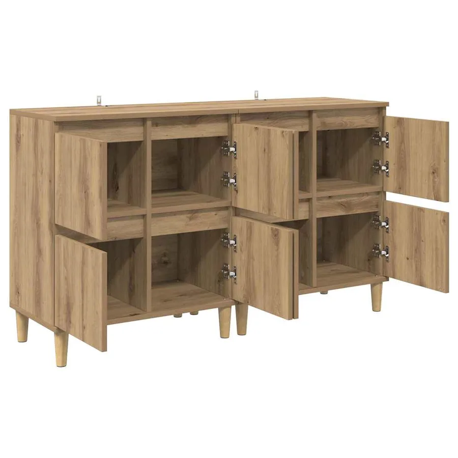 Buffets 2 pcs Chêne artisanal 60 x 35 x 70 cm Bois d'ingénierie - 6