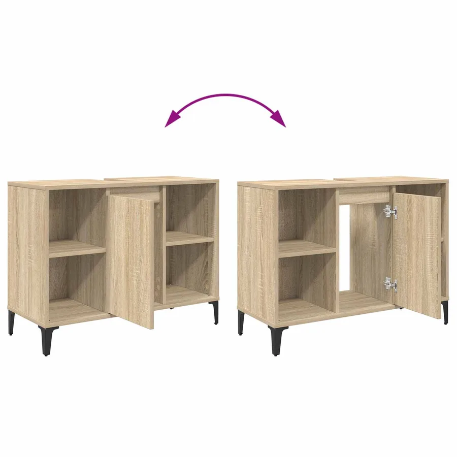 Armoire d'évier avec étagère Chêne Sonoma 80 x 33 x 60 cm - 11