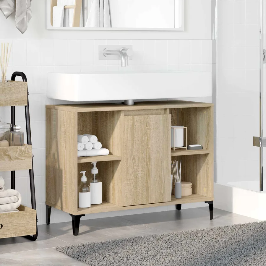 Armoire d'évier avec étagère Chêne Sonoma 80 x 33 x 60 cm - 4