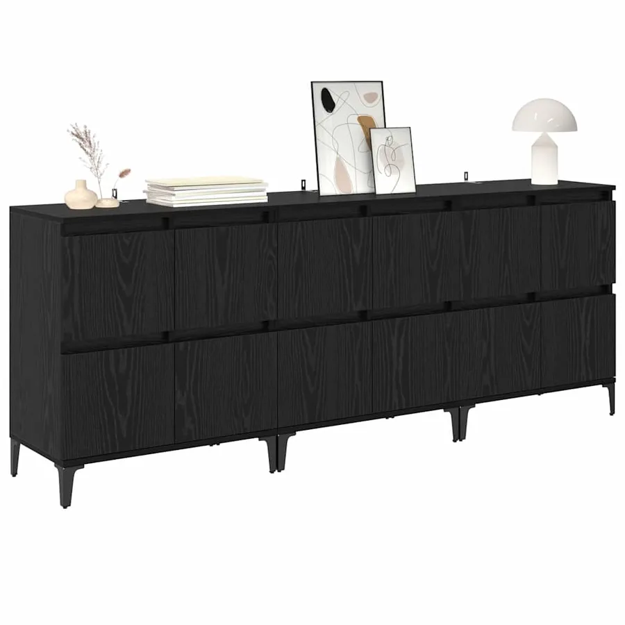 Buffets 3 pcs Chêne noir 60 x 35 x 70 cm Bois d'ingénierie - 3