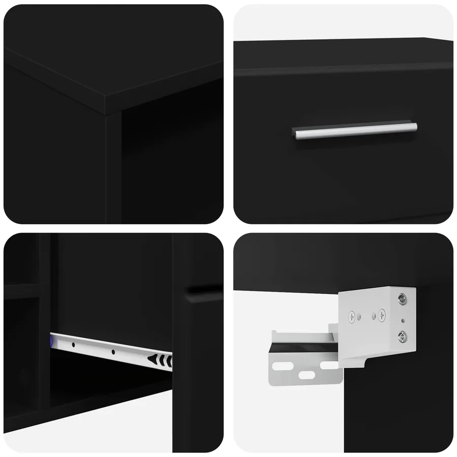 Cabinet en Bois Noir 100,5 x 39 x 30 cm Bois d'ingénierie - 8